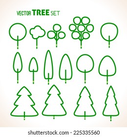 set of green trees icons for your design, vector