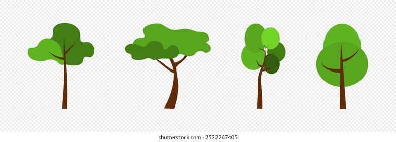 Establece árboles verdes. Ilustración vectorial.