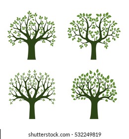 Set of Green Trees. Vector Illustration.