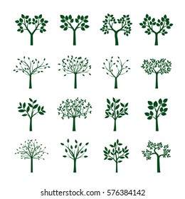 Set of Green Trees. Vector Illustration.