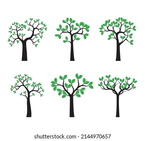 Fijar árboles verdes. Ilustración del contorno del vector.