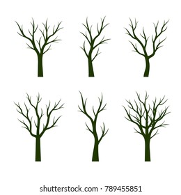 Definir Árvores Verdes sem Folhas. Ilustração de vetor.