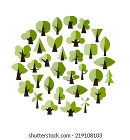 Set of green trees for your design