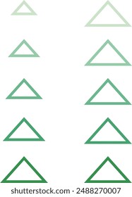 Set of green triangle flow charts