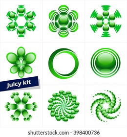 Set of green vector logotype for Business, Beauty, Cosmetic, Ecology, Pharmacy and Medicine activity
