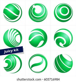 Set of green vector logotype for for Ecology, Pharmacy and Cosmetic activity