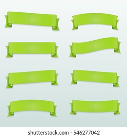 Set of green vector ribbons 