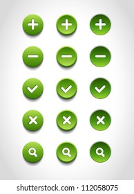 A set of green vector round web buttons