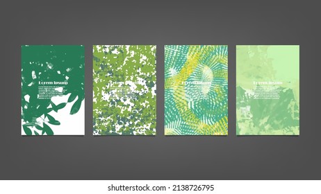 Conjunto de fondos de acuarela vectorial verde para afiches, folletos o volantes, Conjunto de afiches de acuarela, volantes o tarjetas. Plantilla de banner.