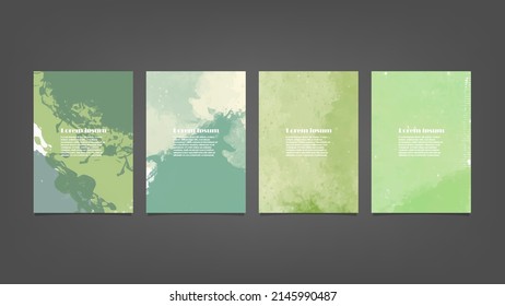 Conjunto de fondos de acuarela vectorial verde para afiches, folletos o volantes, Conjunto de afiches de acuarela, volantes o tarjetas. Plantilla de banner.