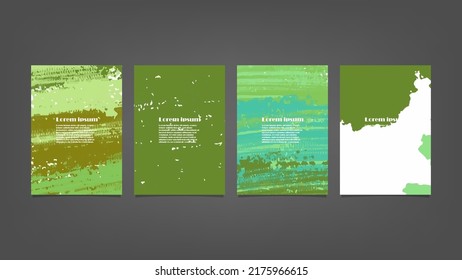 Set of green vector watercolor backgrounds for poster, brochure or flyer, Bundle of watercolor posters, flyers or cards. Banner template.