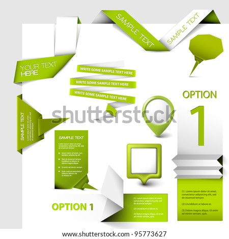 Set of green Vector web elements