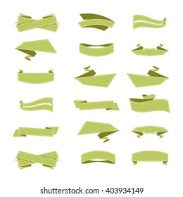 Set of Green Vintage Ribbons. Vector illustration