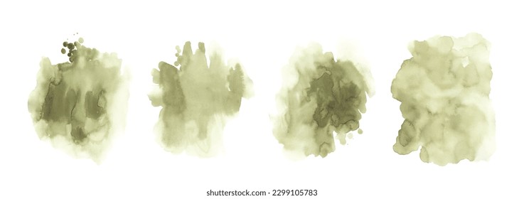 Set of green watercolor texture stain, Watercolor hand-painted art design suitable for decorating backgrounds, web headers, covers, wrapping paper, or cards. brush included in the file.