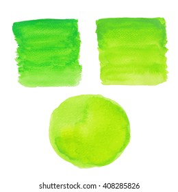 Set of green watercolor vector.