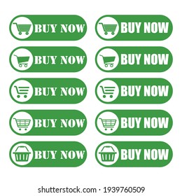 Set of green web Buttons "Buy now". Web elements. Vector Buttons.