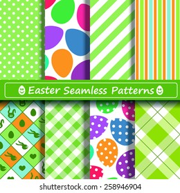 Set of green and white Easter seamless patterns. Scrapbook design elements. All patterns are included in swatch menu.