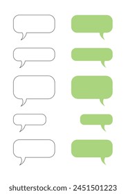 Set of green and white speech bubbles
