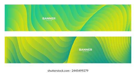 set of green yellow bio banner background