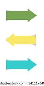 The set of green, yellow and blue arrows / Three arrows / Arrows