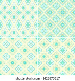 Set of green - yellow ornamental  vector patterns