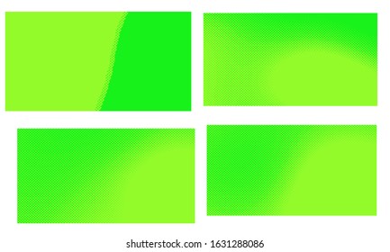 Set green yellow vector retro comic dotted backgrounds design. Pop art background with halftone dots. Vector illustration. Eps 10.