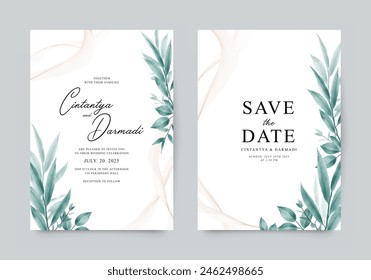 Conjunto de Plantillas de invitación de boda de verdor