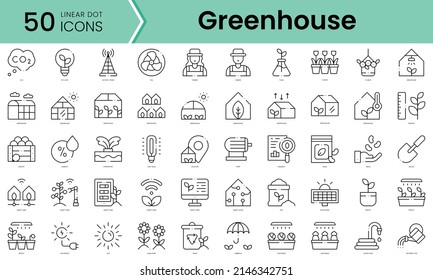 Set of greenhouse icons. Line art style icons bundle. vector illustration