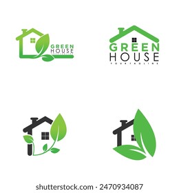Set greenhouse logo design vector with creative idea