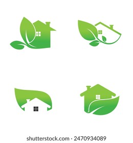 Set greenhouse logo design vector with creative idea