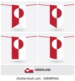 Set of Greenland flag. vector illustration 