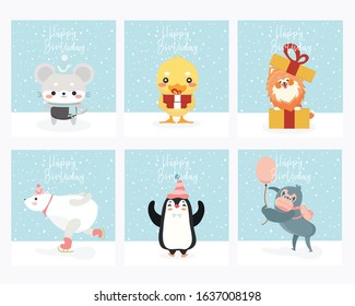 Set of Greeting card with animals 