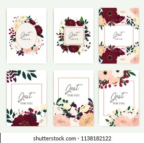 Set Greeting Card Flowers Autumn Can Stock Vector (Royalty Free ...