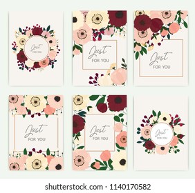 Set Greeting Card Flowers Autumn Can Stock Vector (Royalty Free ...