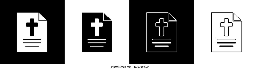 Set Greeting card with Happy Easter icon isolated on black and white background. Celebration poster template for invitation or greeting card.  Vector Illustration
