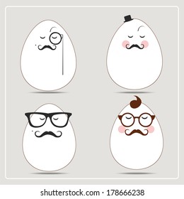 Set of greeting card with hipster easter egg