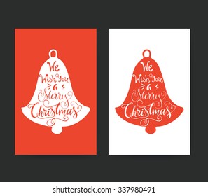Set of greeting card templates with unique Christmas design elements and lettering. Hand drawn Christmas cards. All elements isolated in background and easy to use.