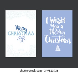 Set of greeting card templates with unique Christmas design elements and lettering. Handdtawn Christmas cards. All elements isolated in background and easyto use.