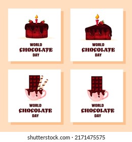 Set of Greeting Card for World Chocolate Day