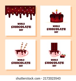 Set of Greeting Card for World Chocolate Day