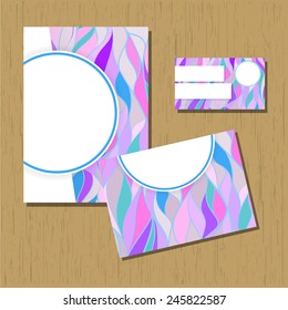 Set of greeting cards, business cards, flyer. Cover design. Abstract pattern. Geometric pattern. Circular pattern. Stock vector.
