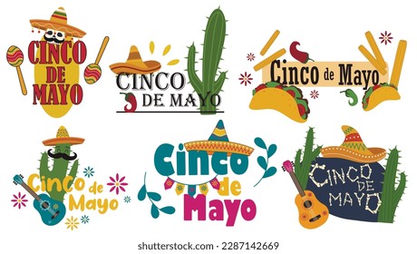 Set of greeting cards for Cinco de Mayo (Spanish for Fifth of March)