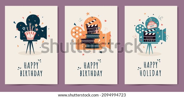 Set of greeting cards for cinematography.
Vector illustration.