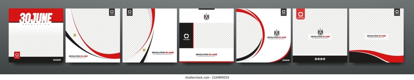 set of greeting cards design vector for the Egyptian Revolution, 30 June, 23 July with Egypt flag