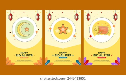 set of greeting cards for Eid al-Fitr. vector illustration. Eid Al Fitr vector. Can be used for religious greeting cards