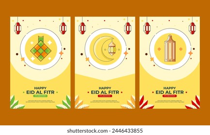 set of greeting cards for Eid al-Fitr. vector illustration. Eid Al Fitr vector. Can be used for religious greeting cards