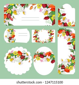 set of greeting cards with a floral pattern, vector illustration