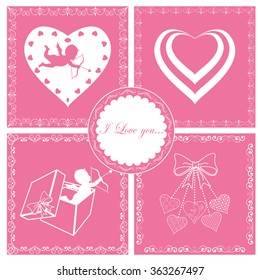 A set of greeting cards. Happy Valentine's day. Hearts.