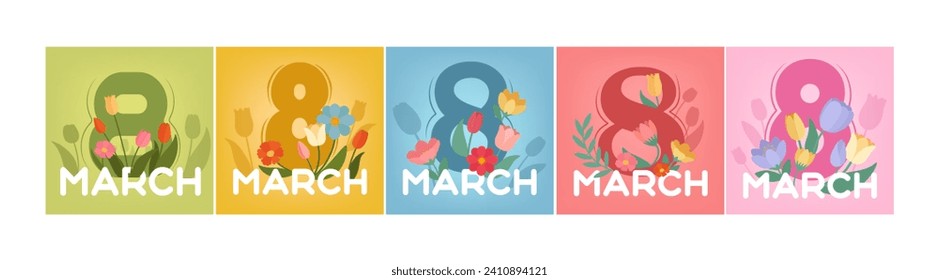 Set of greeting cards for International Women's Day with text 8 