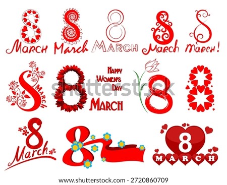 Set of greeting cards for March 8.
